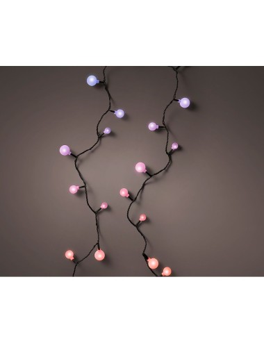 Guirnalda multifunción, uso exterior, cherry, multicolor, cable negro, 120 leds, 9 m