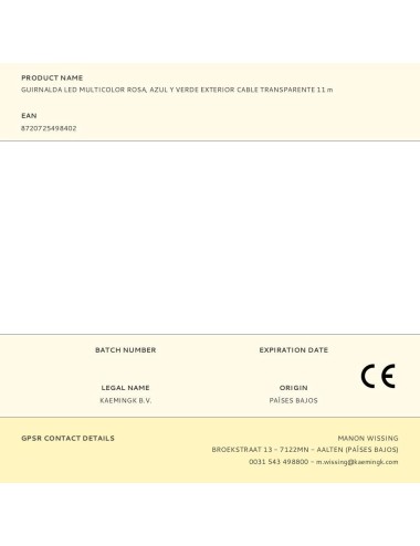 Guirnalda multifunción, uso exterior, basic, multicolor, cable transparente, 500 leds, 16 m