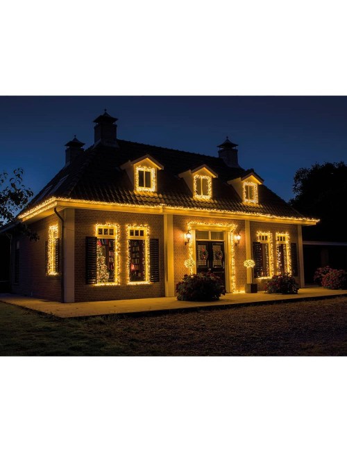 Guirnalda led compact connect (interconectable) multifunción 500 leds luz cálida con efecto intermitente cable verde exterio ...