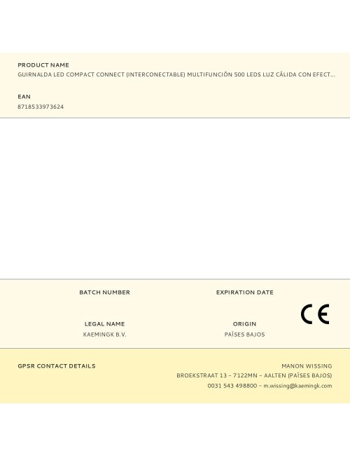 Guirnalda led compact connect (interconectable) multifunción 500 leds luz cálida con efecto intermitente cable verde exterio ...