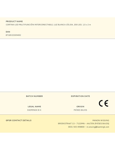 Cortina led multifunción interconectable, luz blanca cálida, 200 leds, 1,5 x 2 m