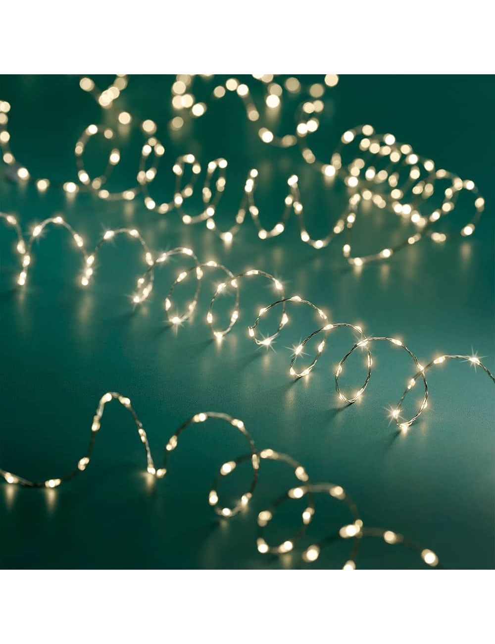 Guirnalda micro led 378 leds luz cálida exterior cable alambre plateado 6 m