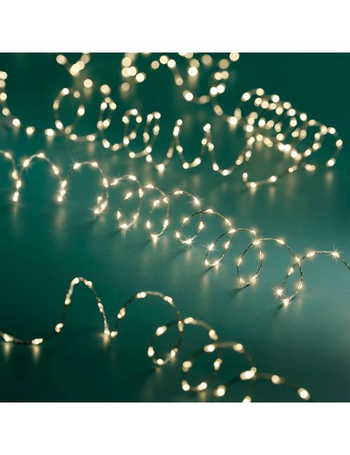 Guirnalda micro led 378 leds luz cálida exterior cable alambre plateado 6 m
