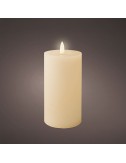 Vela de cera led, color beige, acabado rústico ø7 x 15 cm