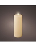 Vela de cera led, color beige, acabado rústico, ø7 x 19 cm