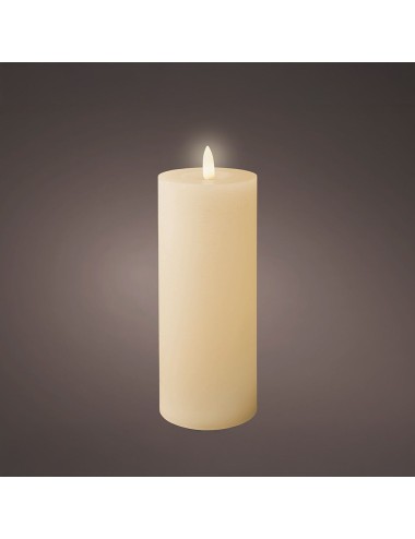 Vela de cera led, color beige, acabado rústico, ø7 x 19 cm