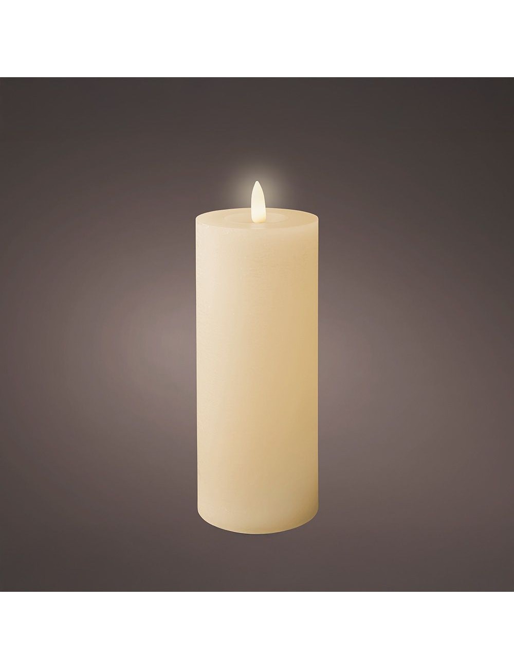 Vela de cera led, color beige, acabado rústico, ø7 x 19 cm