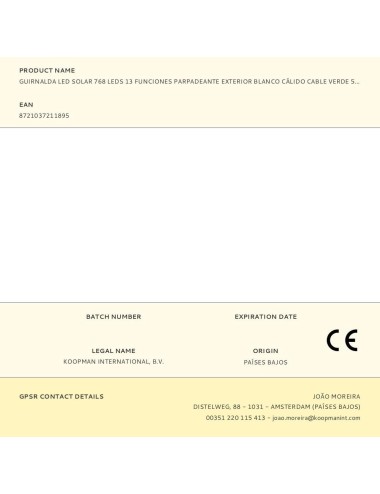 Guirnalda solar recargable, 768 leds, multifunción, luz cálida, exterior, 5,6 m