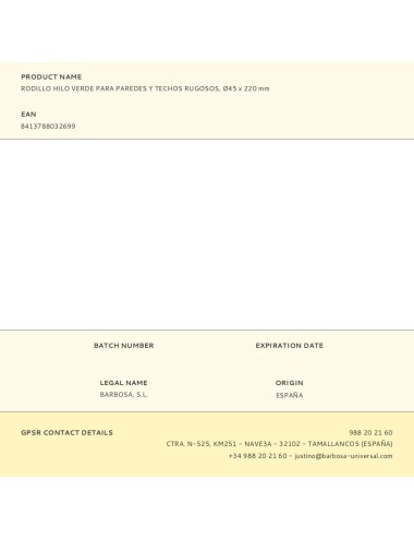 Rodillo hilo verde para paredes y techos rugosos, ø45 x 220 mm