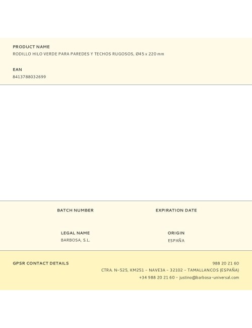 Rodillo hilo verde para paredes y techos rugosos, ø45 x 220 mm