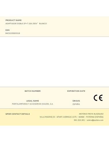 Adaptador doble 2p+t 10a 250 v~ blanco