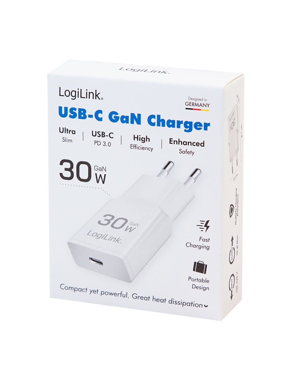 Cargador 30 w gan usb-c, blanco