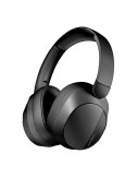 Auriculares plegables negros con bluetooth 6.0, cancelación activa del ruido y micrófono