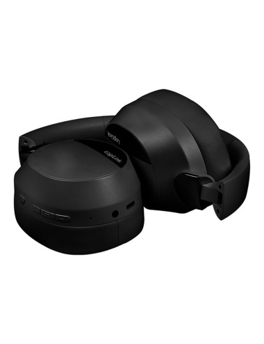 Auriculares plegables negros con bluetooth 6.0, cancelación activa del ruido y micrófono