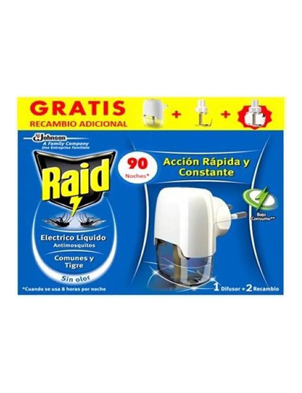 Aparato difusor líquido antimosquito + 2 recambios de 45 noches