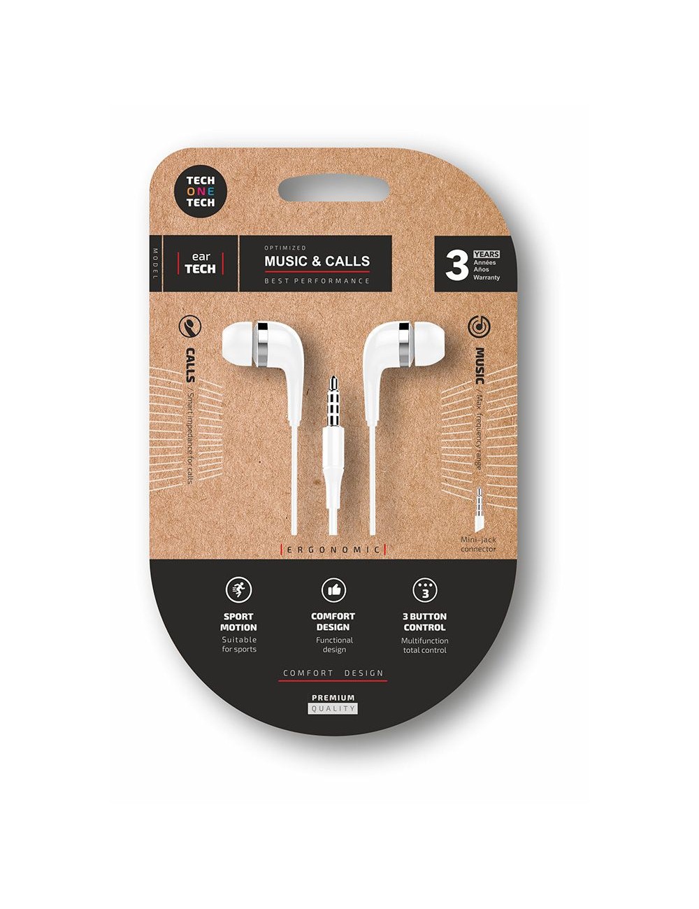 Auriculares eartech con conector mini-jack blancos