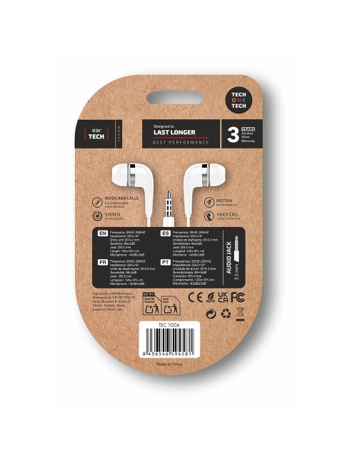 Auriculares eartech con conector mini-jack blancos