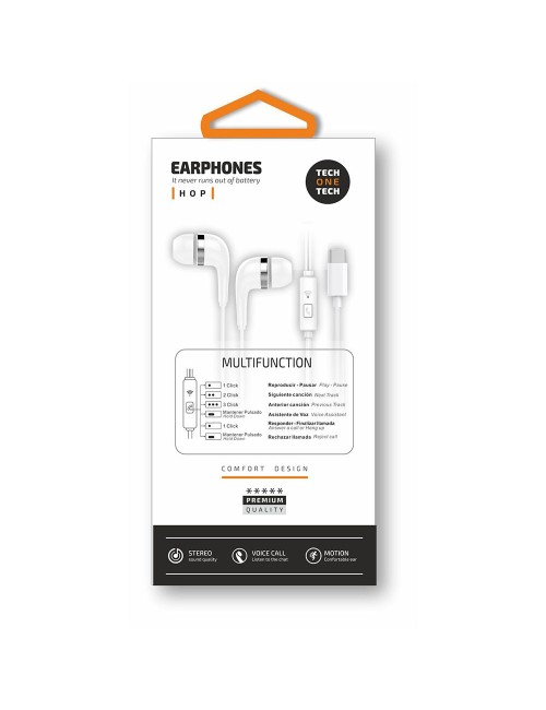 Auriculares hop con conector usb-c blancos