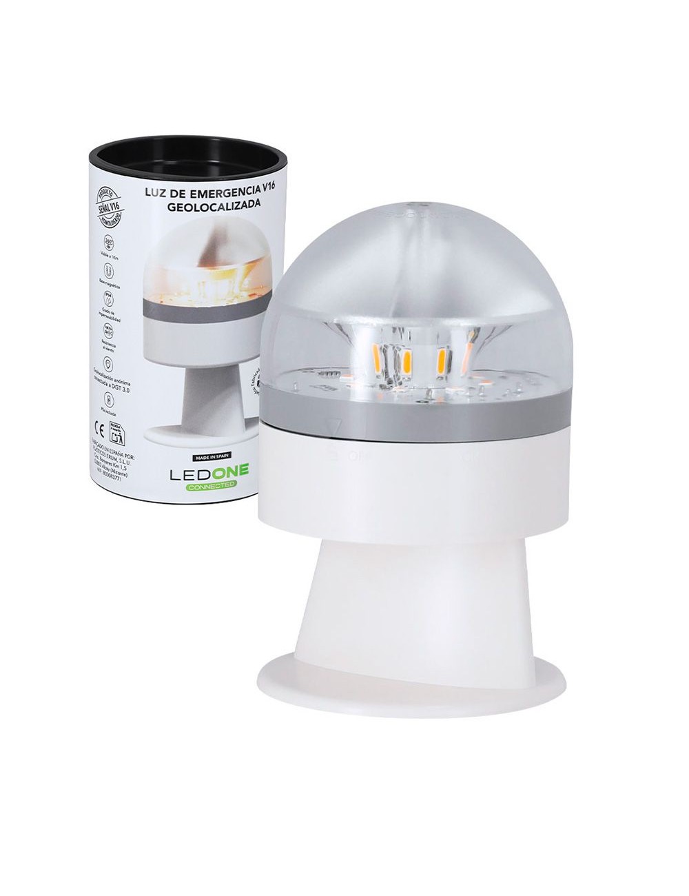 Baliza v16 de emergencia homologada conectada geolocalizable con dgt 3.0 pf erum vial blanca, sin ean individual