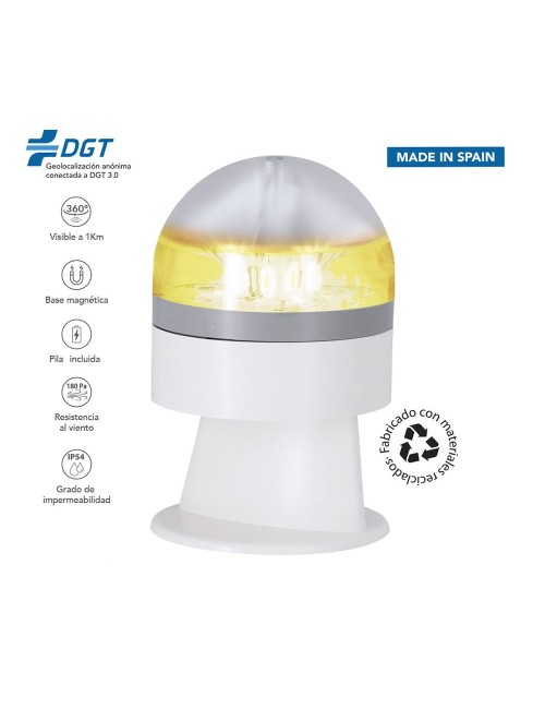 Baliza v16 de emergencia homologada conectada geolocalizable con dgt 3.0 pf erum vial blanca, sin ean individual