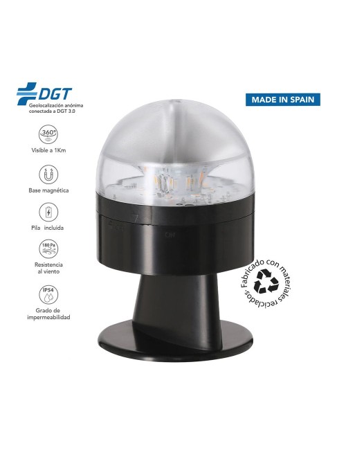 Baliza v16 de emergencia homologada conectada geolocalizable con dgt 3.0 pf erum vial negra, sin ean individual