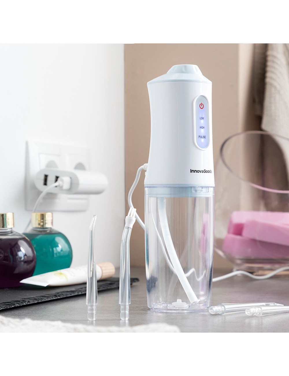 Irrigador dental recargable portátil, denter, 4 w, 6 x 6 x 21 cm