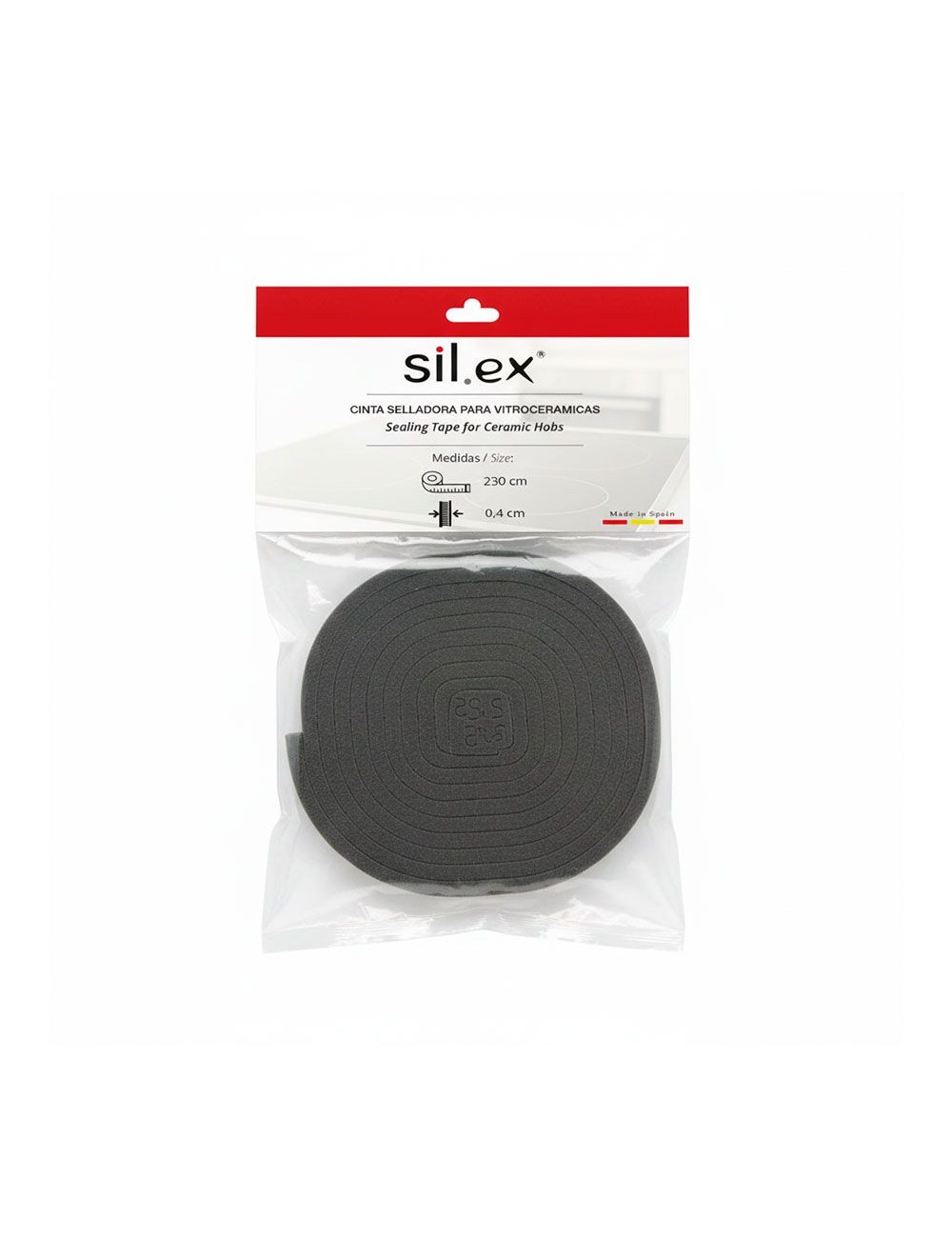 Cinta selladora para vitrocerámica gris oscuro, 0,4 x 230 cm