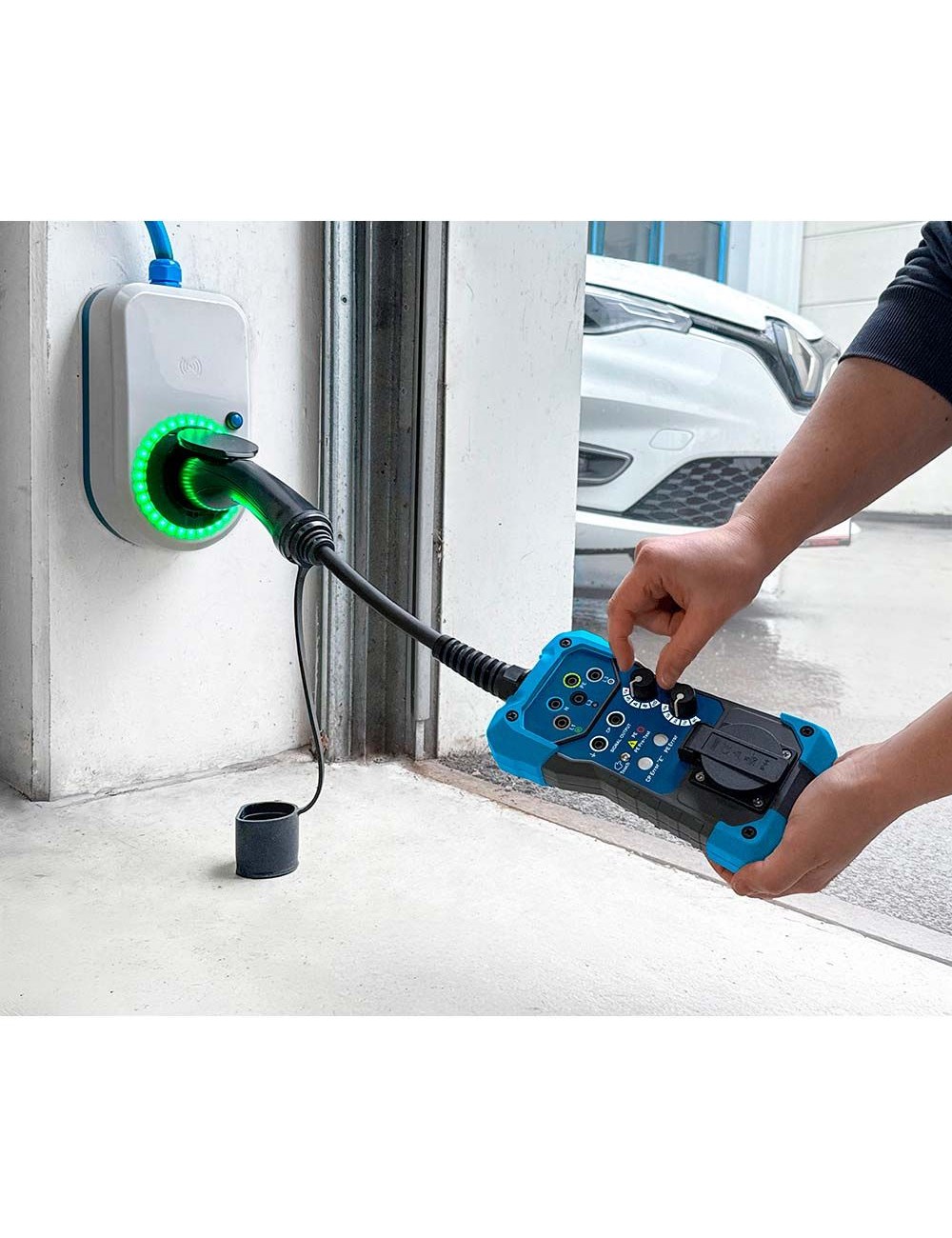 Adaptador de prueba para estaciones wallbox tipo 2, carga ac