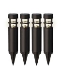 Estaca solar negra 1 led, 3 im, función fija, set de 4 uds