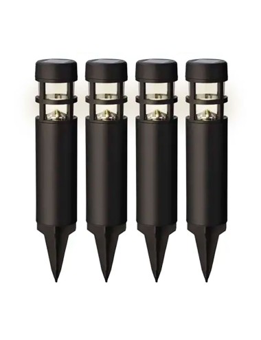 Estaca solar negra 1 led, 3 im, función fija, set de 4 uds
