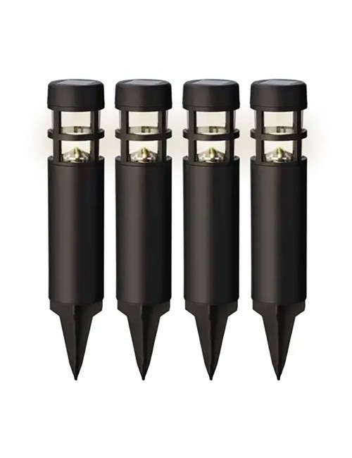 Estaca solar negra 1 led, 3 im, función fija, set de 4 uds