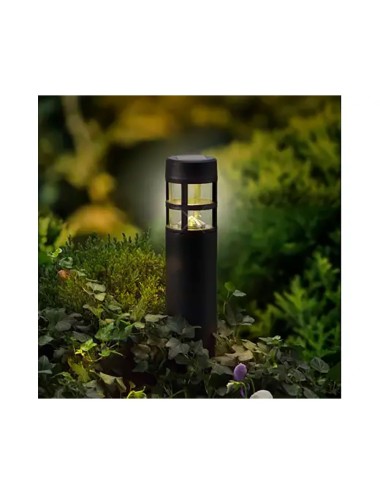Estaca solar negra 1 led, 3 im, función fija, set de 4 uds