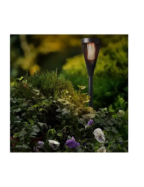 Estaca solar en forma de antorcha 12 leds, negra, ø10 x 46 cm