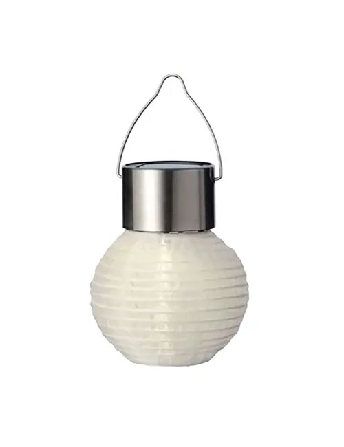 Farolillo redondo solar, blanco, ø7 x 9,5 cm