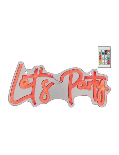 Luz led neón decorativa let's party, 40 x 18 x 1,5 cm