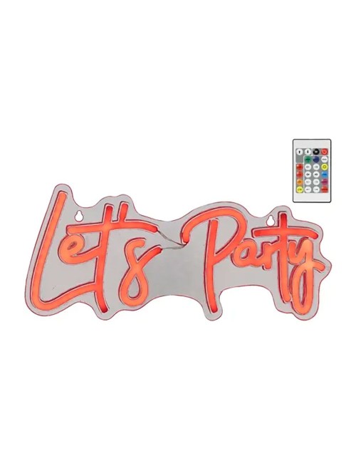 Luz led neón decorativa let's party, 40 x 18 x 1,5 cm