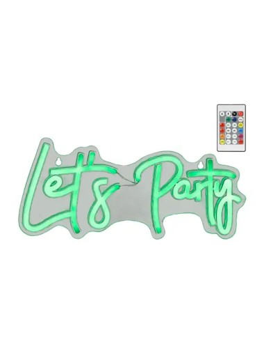 Luz led neón decorativa let's party, 40 x 18 x 1,5 cm
