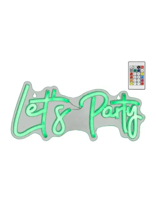 Luz led neón decorativa let's party, 40 x 18 x 1,5 cm