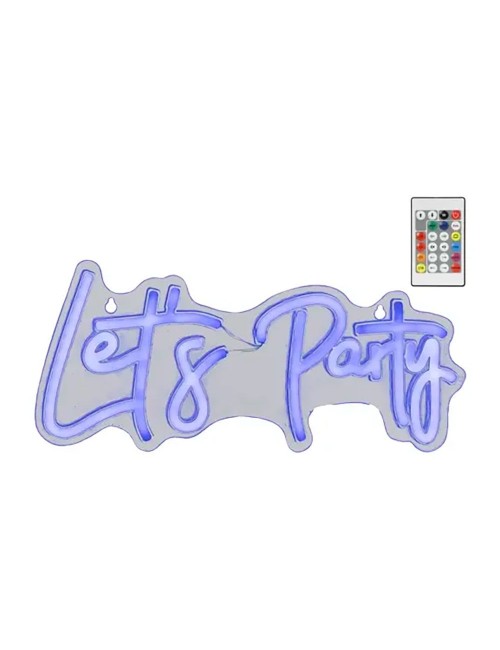 Luz led neón decorativa let's party, 40 x 18 x 1,5 cm