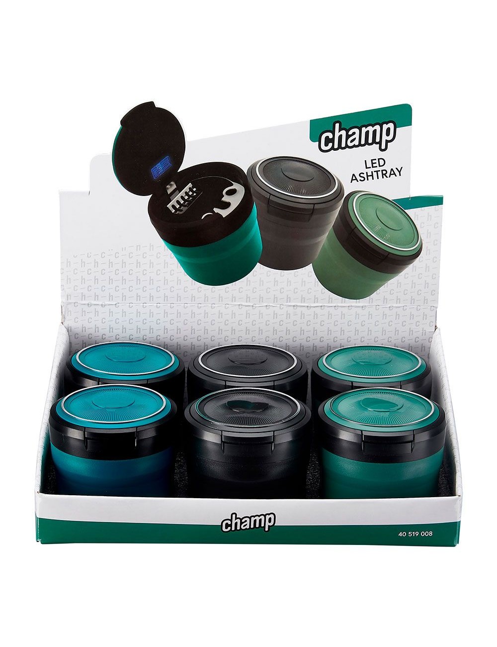 Cenicero redondo con led, colores surtidos, ø8 x 7 cm