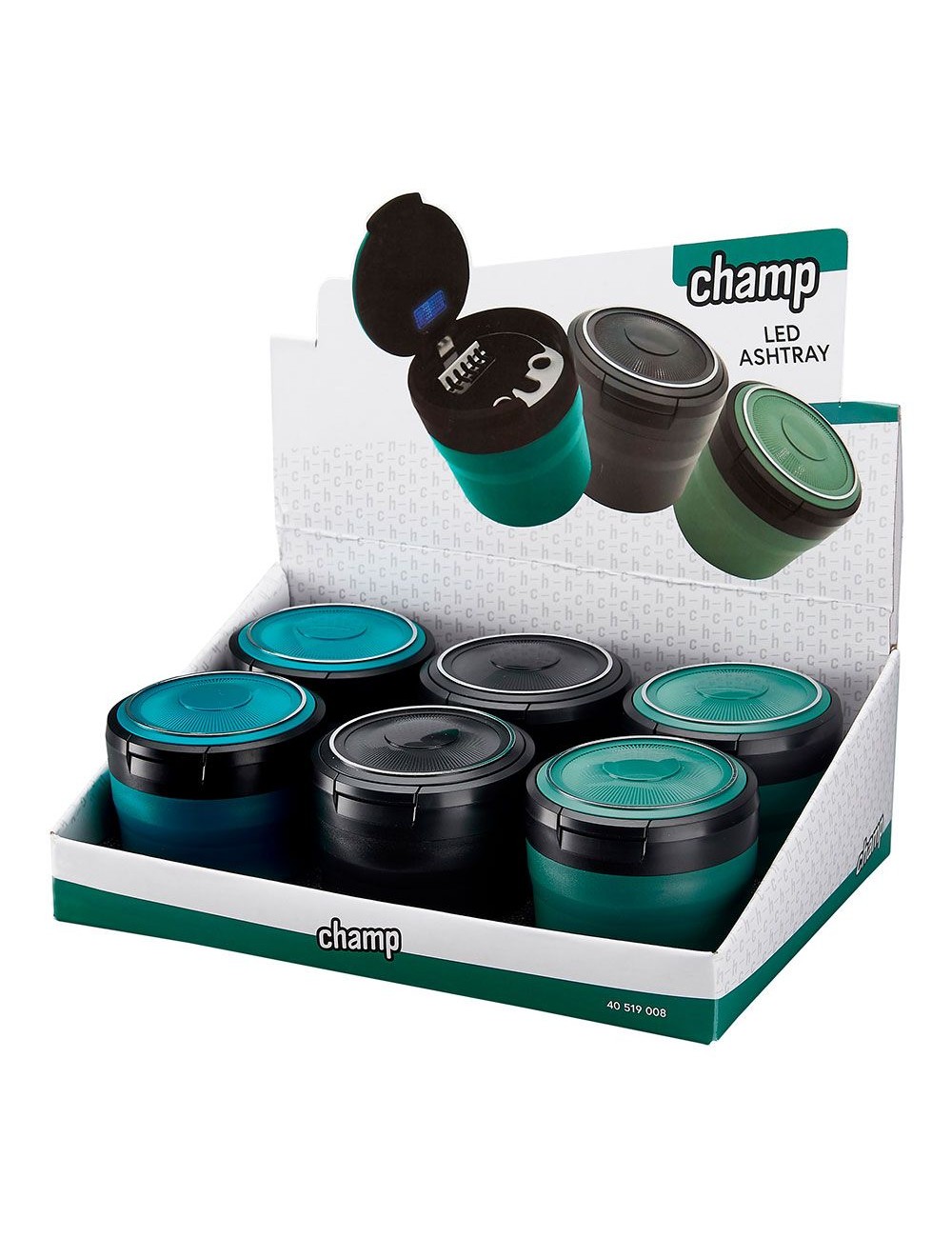 Cenicero redondo con led, colores surtidos, ø8 x 7 cm