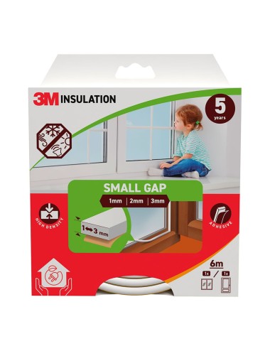 Burlete de aislamiento clásico para huecos pequeños de 1 - 3 mm, blanco, 6 m