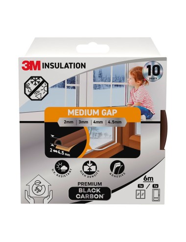 Burlete de aislamiento premium para huecos medianos de 2 - 4,5 mm, marrón, 6 m
