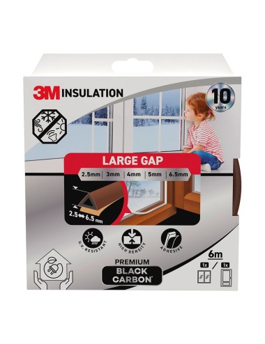 Burlete de aislamiento premium para huecos grandes de 2,5 - 6,5 mm, marrón, 6 m