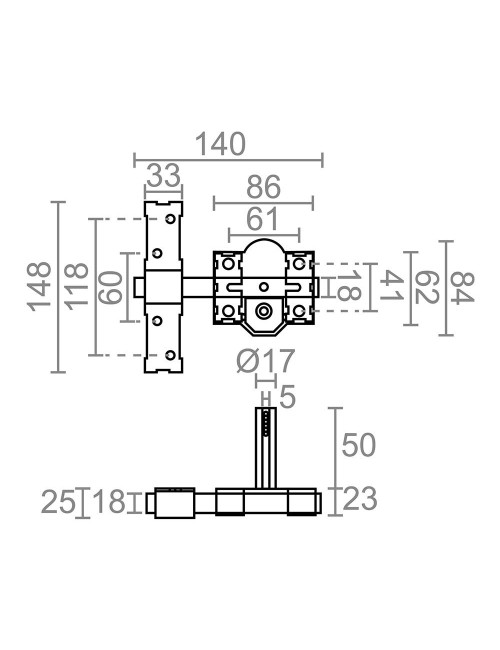 Cerrojo sobreponer crr08 86b/50 mm níquel