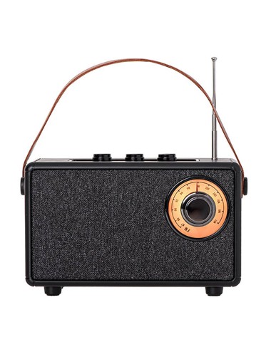 Radio fm recargable con bluetooth cr 1902 negra, 16 x 7 x 10,5 cm