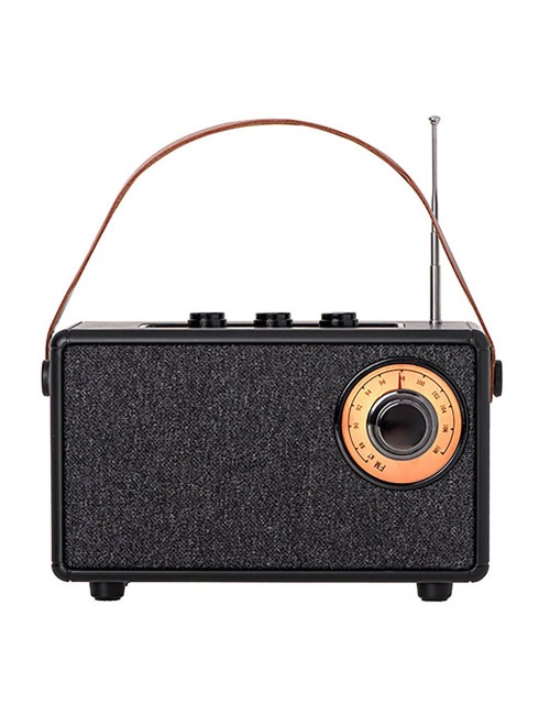 Radio fm recargable con bluetooth cr 1902 negra, 16 x 7 x 10,5 cm