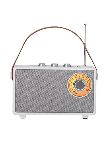 Radio fm recargable con bluetooth cr 1902 blanca, 16 x 7 x 10,5 cm