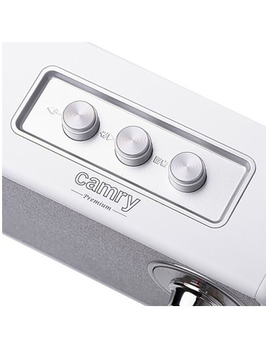 Radio fm recargable con bluetooth cr 1902 blanca, 16 x 7 x 10,5 cm