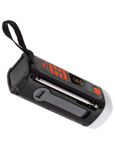 Radio emergencia solar + manivela, linterna led 4 w, powerbank 4500 mah ad 1920